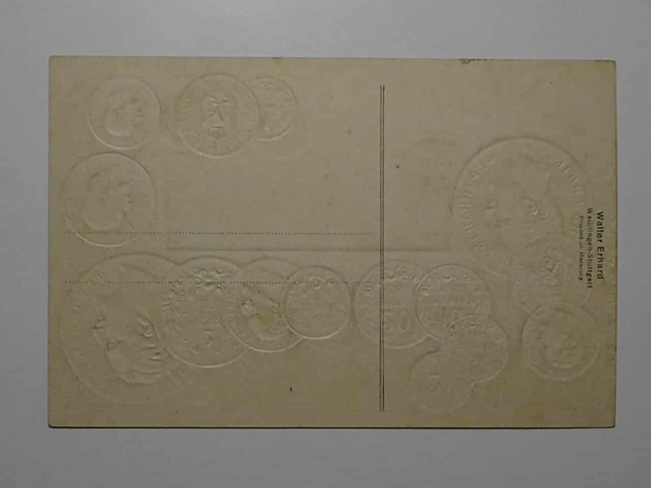 Raro Cartão Postal Tema A Numismática C/ Moedas Da Bulgária / Em alto relevo Raro Cartão Postal Tema A Numismática C/ Moedas Da Bulgária