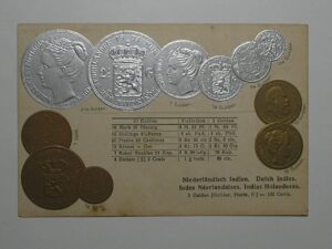 Raro Cartão Postal Tema A Numismática C/ Moedas Da Indias Holandesas