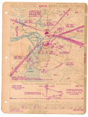 Antiga Carta De Aproximação E Pouso – Aeroporto de São João - Porto Alegre - 1951