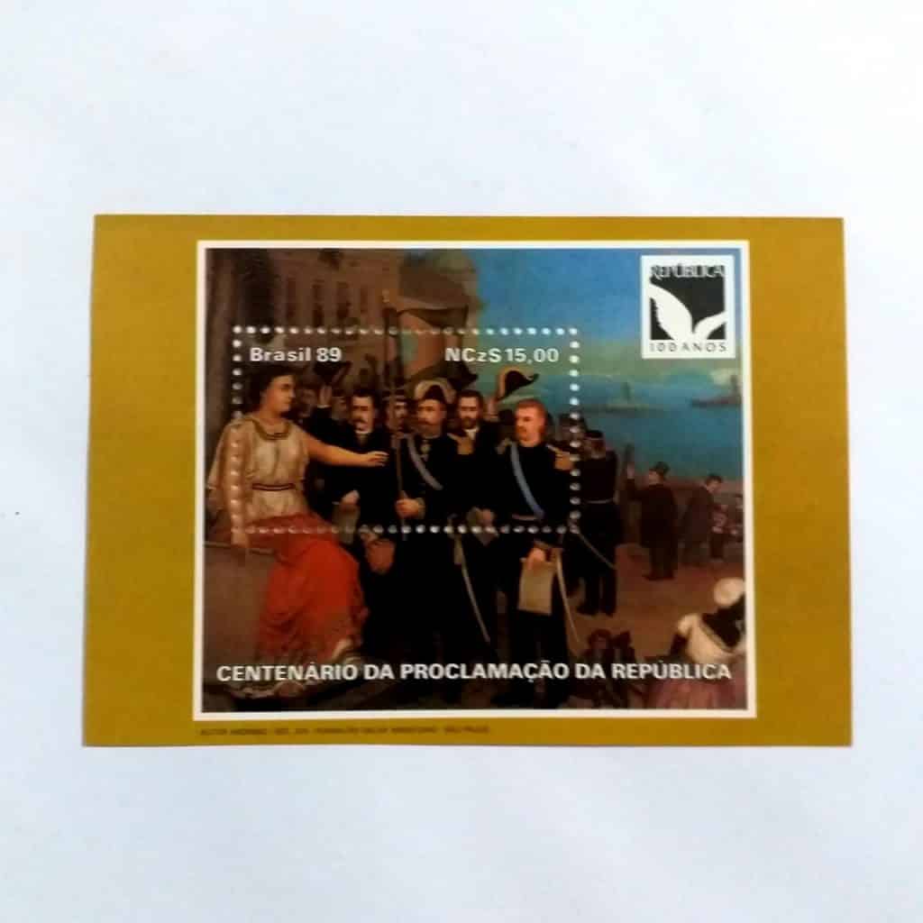 Bloco Comemorativo - RHM B083 Novo - Centenário da Proclamação da República - 19/11/1989