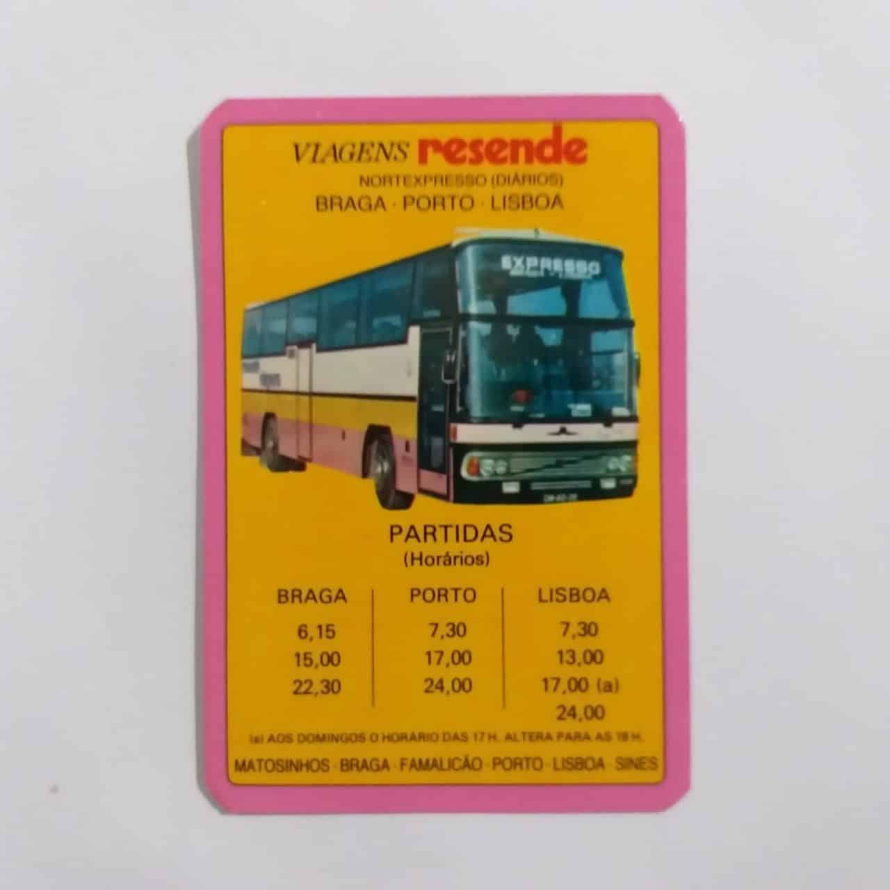 Calendário de Bolso (Tema Ônibus) Resende - Estrangeiro (Portugal) Ano 1984