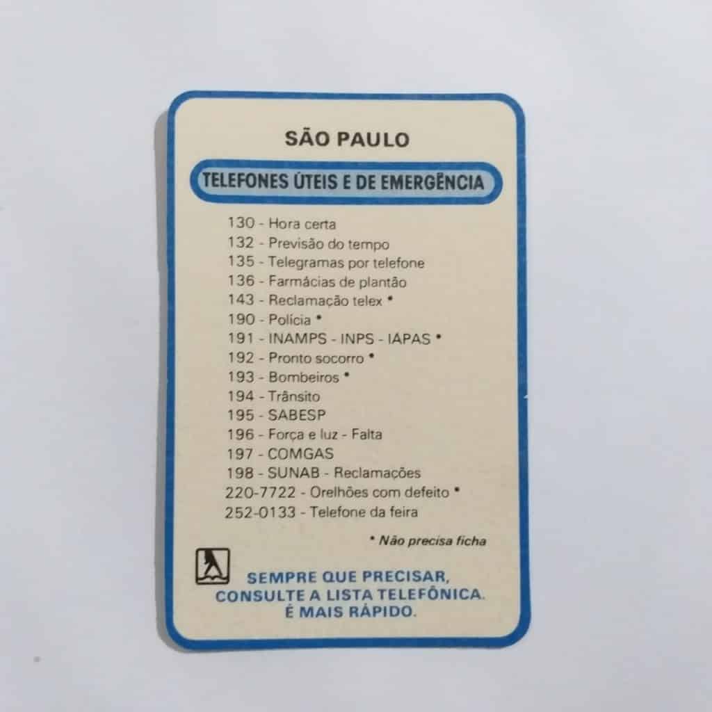 Calendário de Bolso (Tema Telefones Úteis) Telesp - Ano 1982