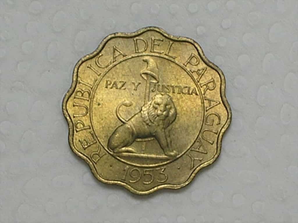 Paraguay) 50 Centimos - 1953 / Borda em curvas / Fc / Bz/ / box11