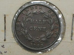 Straits Settlements - East Indies Co) 1/2 Cent - 1845 / Escassa / cobre / box13