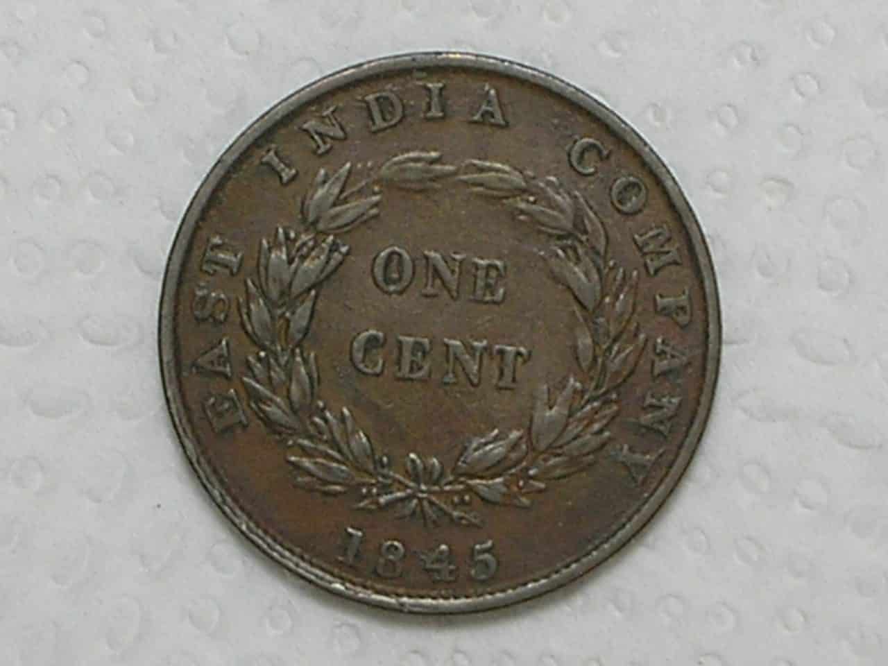 Straits Settlements - East Indies Co) 1 Cent - 1845 / Escassa / cobre / box13