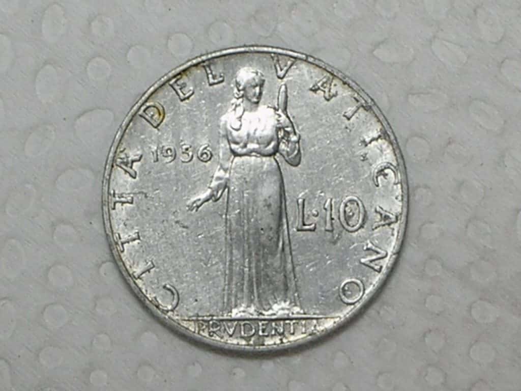 Vaticano) 10 Liras - 1956 - Ano Xviii / Al / box14 Vaticano) 10 Liras - 1956 - Ano Xviii / Al / box14