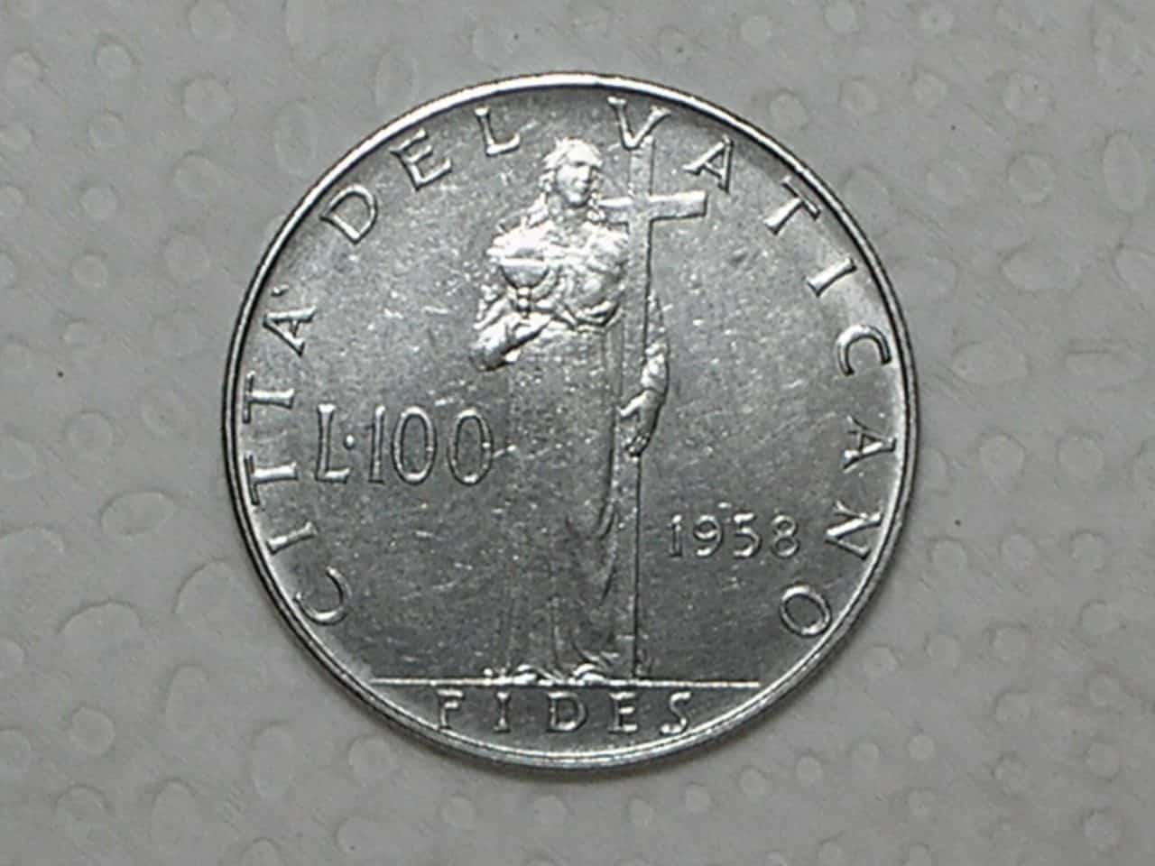 Vaticano) 100 Liras - 1958 Ano xx / St. / Fc / box14