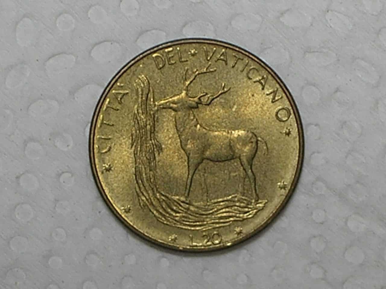 Vaticano) 20 Liras - 1977 / Bz / Fc / box14
