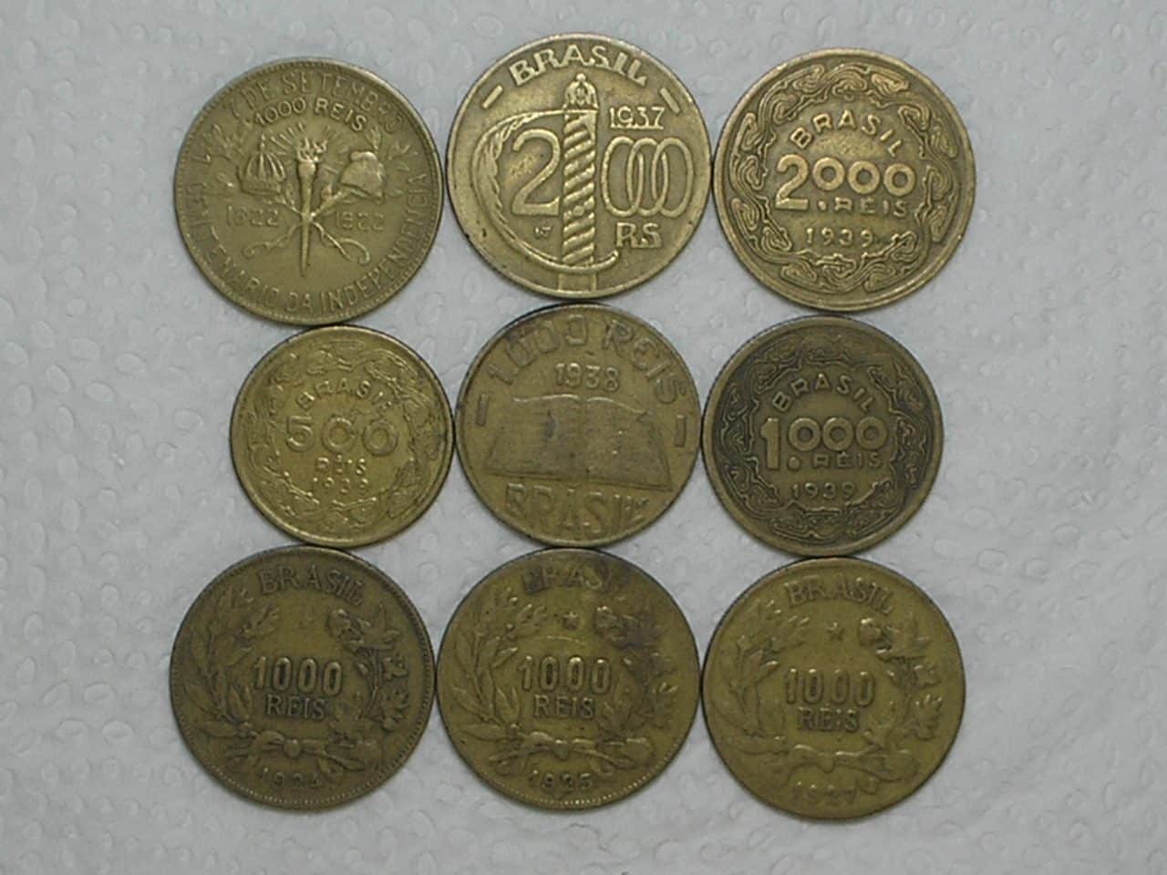 500 / 1.000 / 2.000 Réis - 1924 a 1939 - Ilustres Brasileiros / 9 Moedas / m320