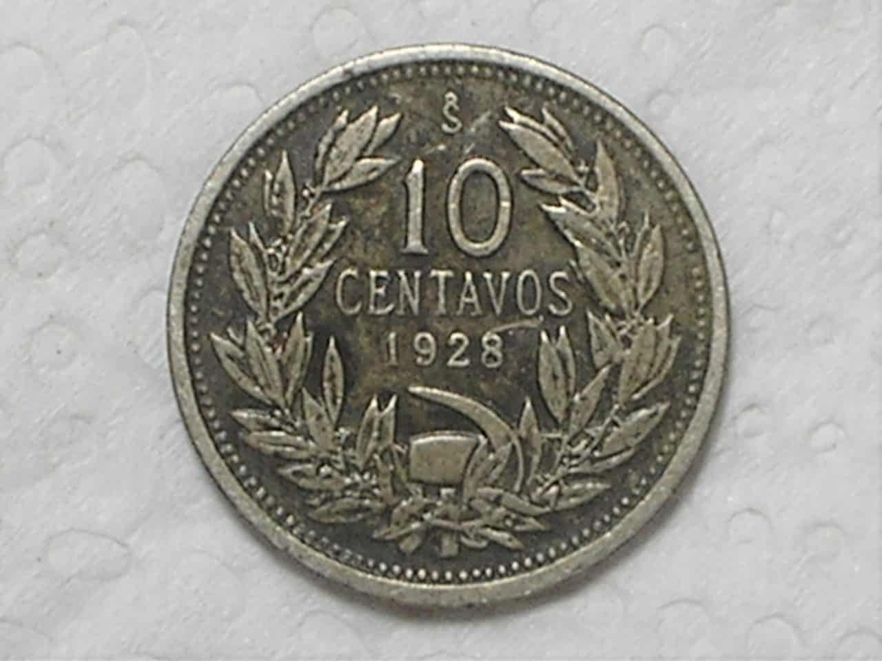 Chile) 10 Centavos - 1928 / Ni / box17