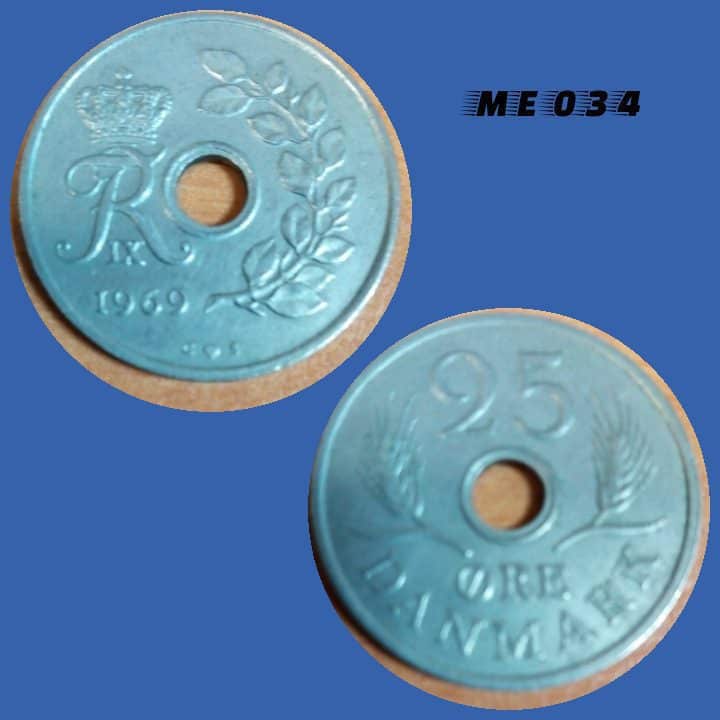 Moeda Dinamarca 25 ore 1969 cupro níquel 23mm - 4,3g ME034