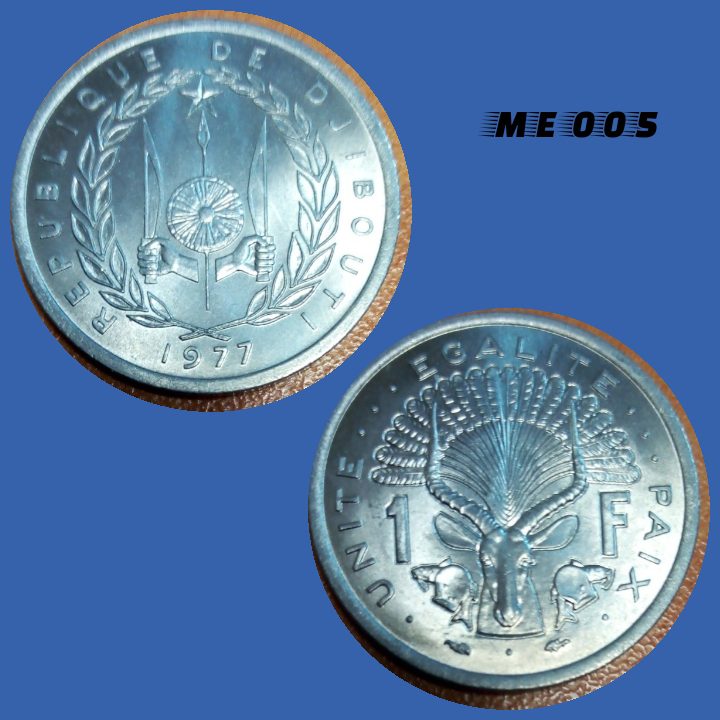 Moeda Djibuti 1 franco 1977 alumínio 23mm - 1,3g ME005
