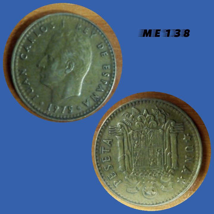 Moeda Espanha 1 peseta 1975 bronze alumínio 21mm - 3,5g ME138