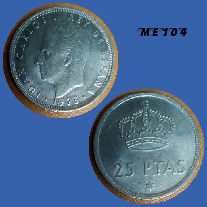 Moeda Espanha 25 pesetas 1975 cupro níquel 26,5mm - 8,3g ME104