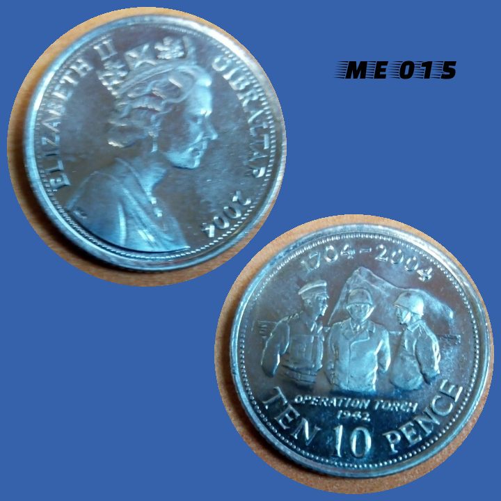 Moeda Gibraltar 10 pence 2004 cuproníquel 24,5mm - 6,5g ME015
