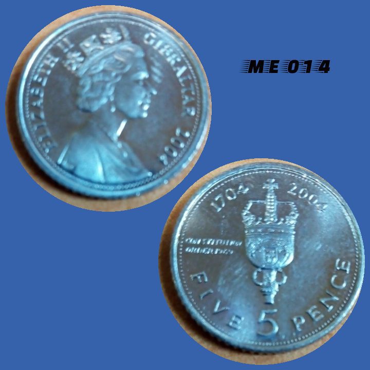 Moeda Gibraltar 5 pence 2004 cuproníquel 18mm - 3,25g ME014