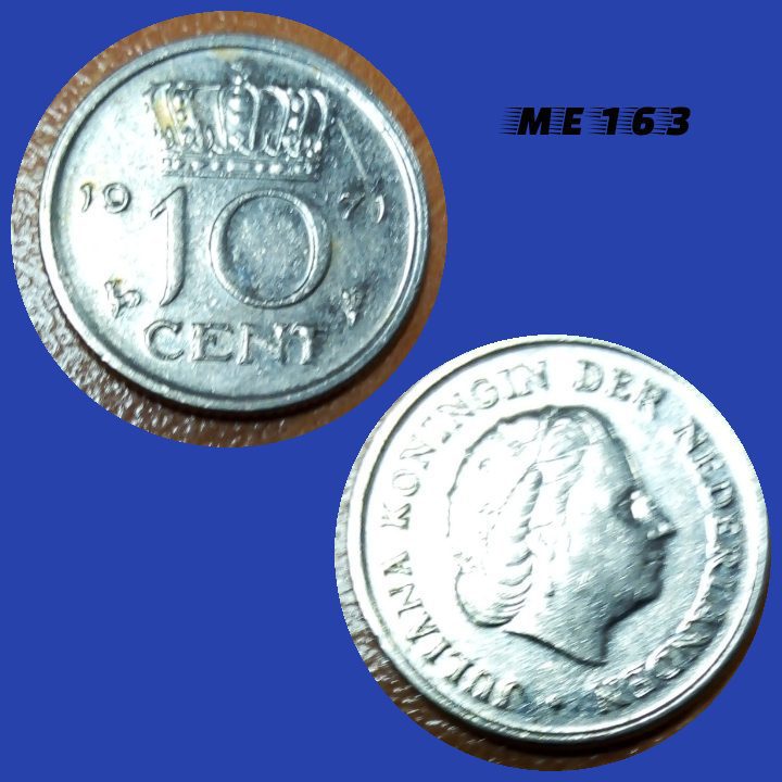Moeda Holanda 10 cêntimos 1971 níquel 15mm - 1,5g ME163
