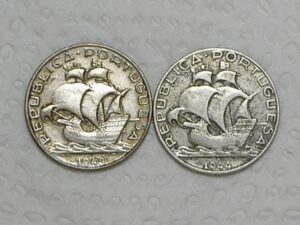 Portugal) 2-1/2 Escudos - 1943 / 1944 / Prata / box16.1