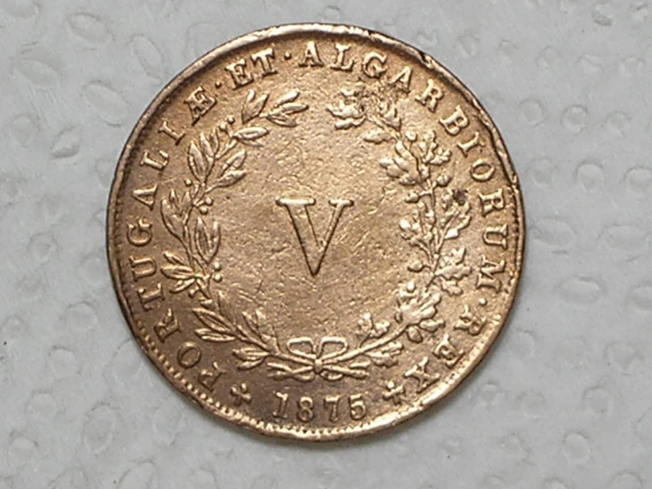 Portugal) V Réis - 1875 / Cobre / box16.5