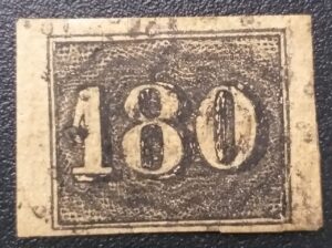 Regulares - RHM 016 (Usado) Verticais - Olho de Cabra - 180 Réis - 01/01/1850 (Selos do Império)
