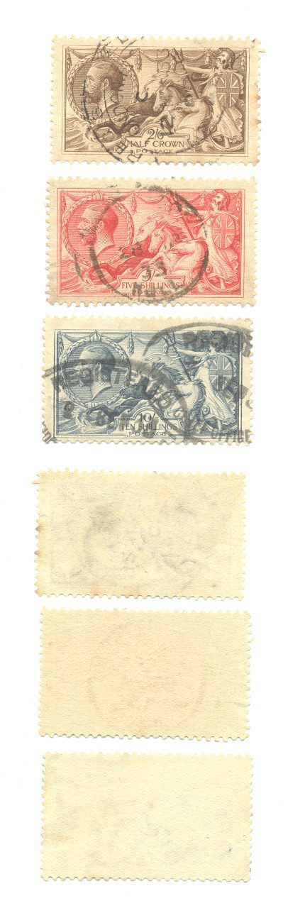 SELOS DA INGLATERRA SEAHORSES 1ª SÉRIE FUNDO LINHADO LOTE 65.