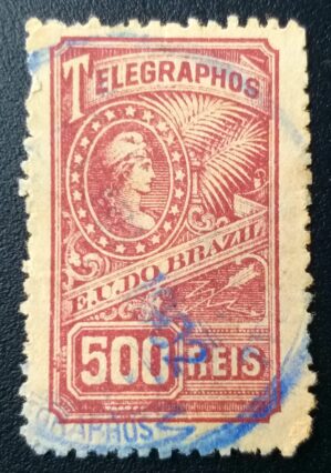 Telégrafos - RHM T13 (Usado) Emissão Oficial - Alegoria da República - 500 Réis - 01/04/1899 (Selos/Filatelia)