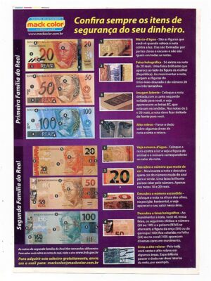 Adesivo Externo - Confira os itens de Segurança do seu dinheiro 1 e 2 Familia do Real