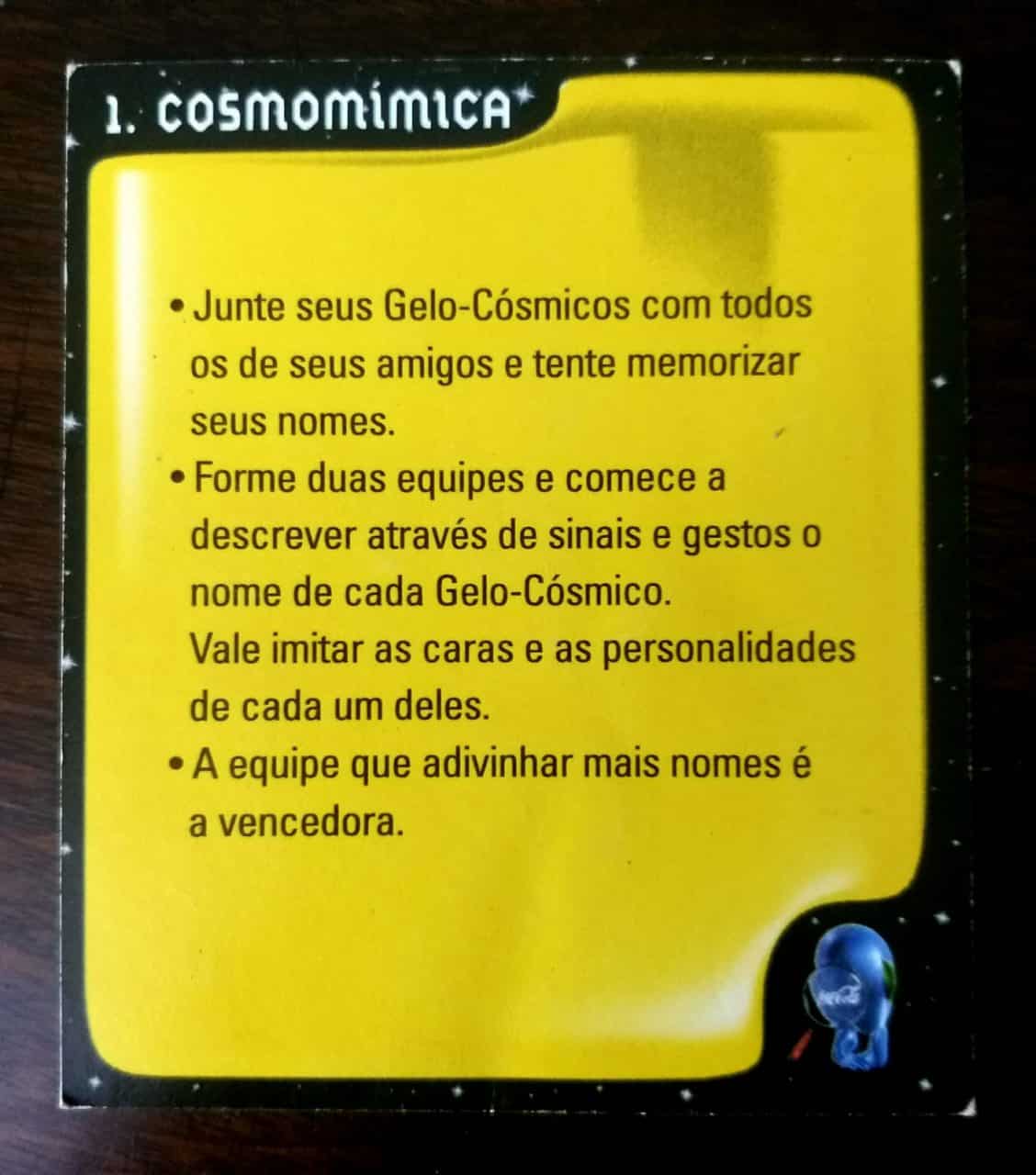 Card Geloucos - Gelo Cósmicos – Coca Cola (3ª Coleção) Nº 01 – Cosmomímica (1999)