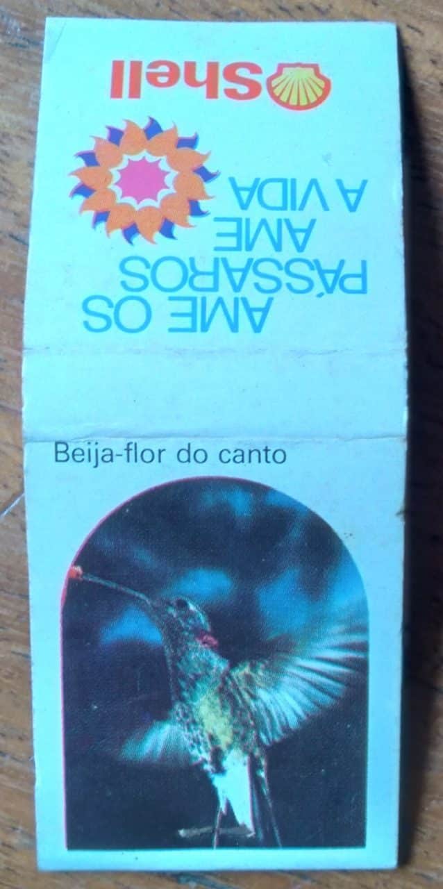 | Casa do Colecionador Cartela Fosforos Fiat Lux / Passaro Beija Flor do Canto.