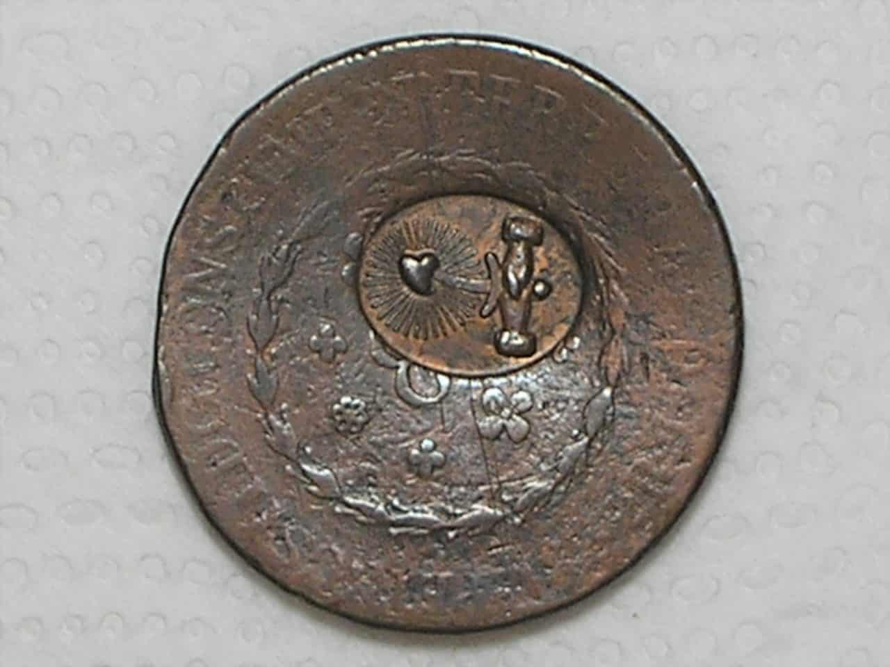 Cobre Império - 80 Réis - 1832-R - 20 Tulipas / Florões Obliquos / Com carimbo "Piratini" 1835 - Raro / m100