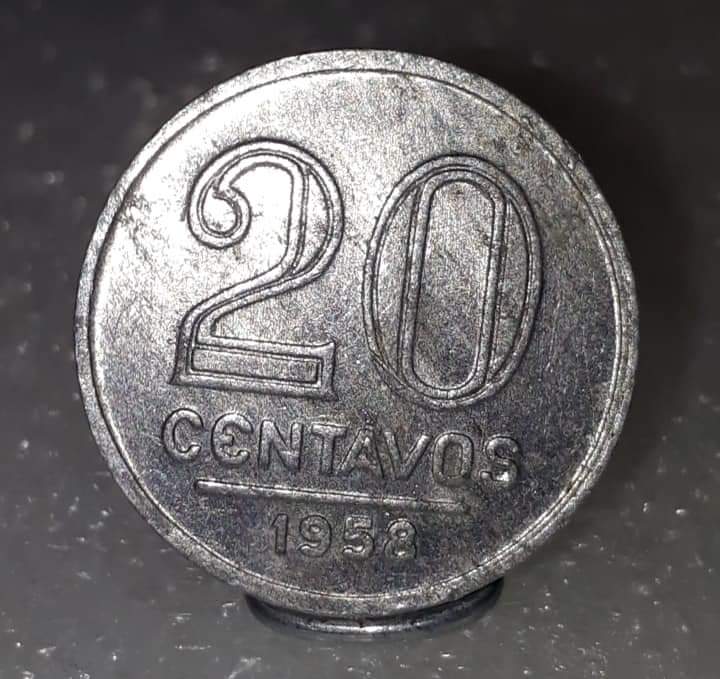MOEDA DE 20 CENTAVOS 1958 ALUMÍNIO DATA ESCASSO