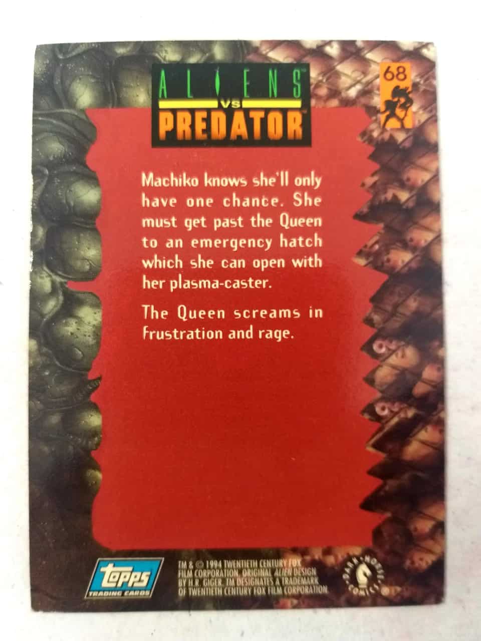 Card Alien vs Predador Nº 68 (Topps Cards) 1994 27g Arte com barbante Croche com fios Barroco 14. Sofisticação em peças inéditas.