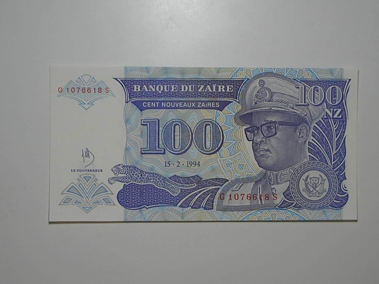 4 Cédulas na série - Zaire) 100 / 200 / 500 / 1.000 Novos Zaire - 1994 / Flor de Estampa / ce04