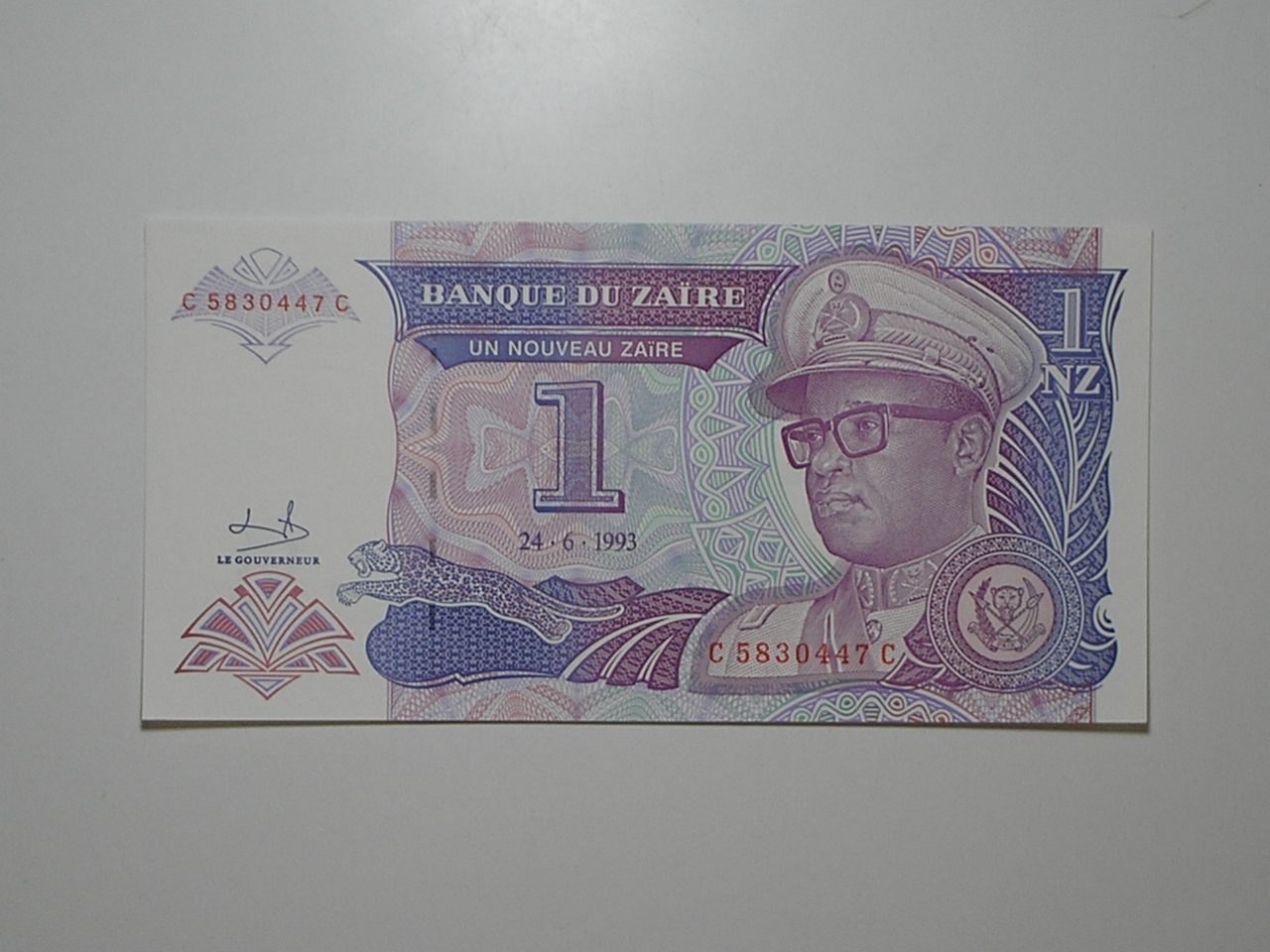5 Cédulas na série - Zaire) 1 / 5 / 10 / 20 / 50 Novos Zaire - 1993 / Flor de Estampa / ce04