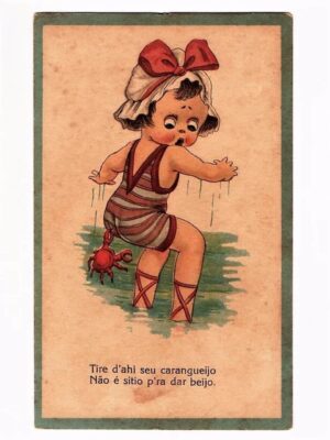 Cartao Postal Tipografico Tema Humor Infantil ( 1 ) - Anos 40