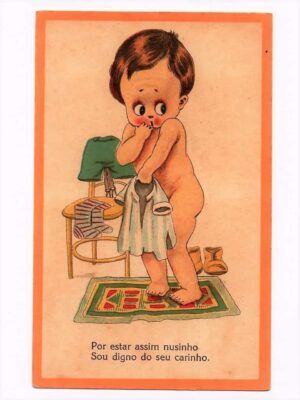 Cartao Postal Tipografico Tema Humor Infantil - Anos 40