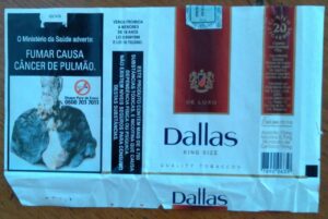 Carteira vazia Cigarros Dallas King Size / adverte Câncer de pulmão.