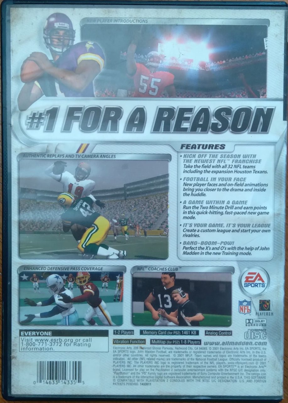 Jogo Play Station 2 EA Sports Madden 2002 / original americano.