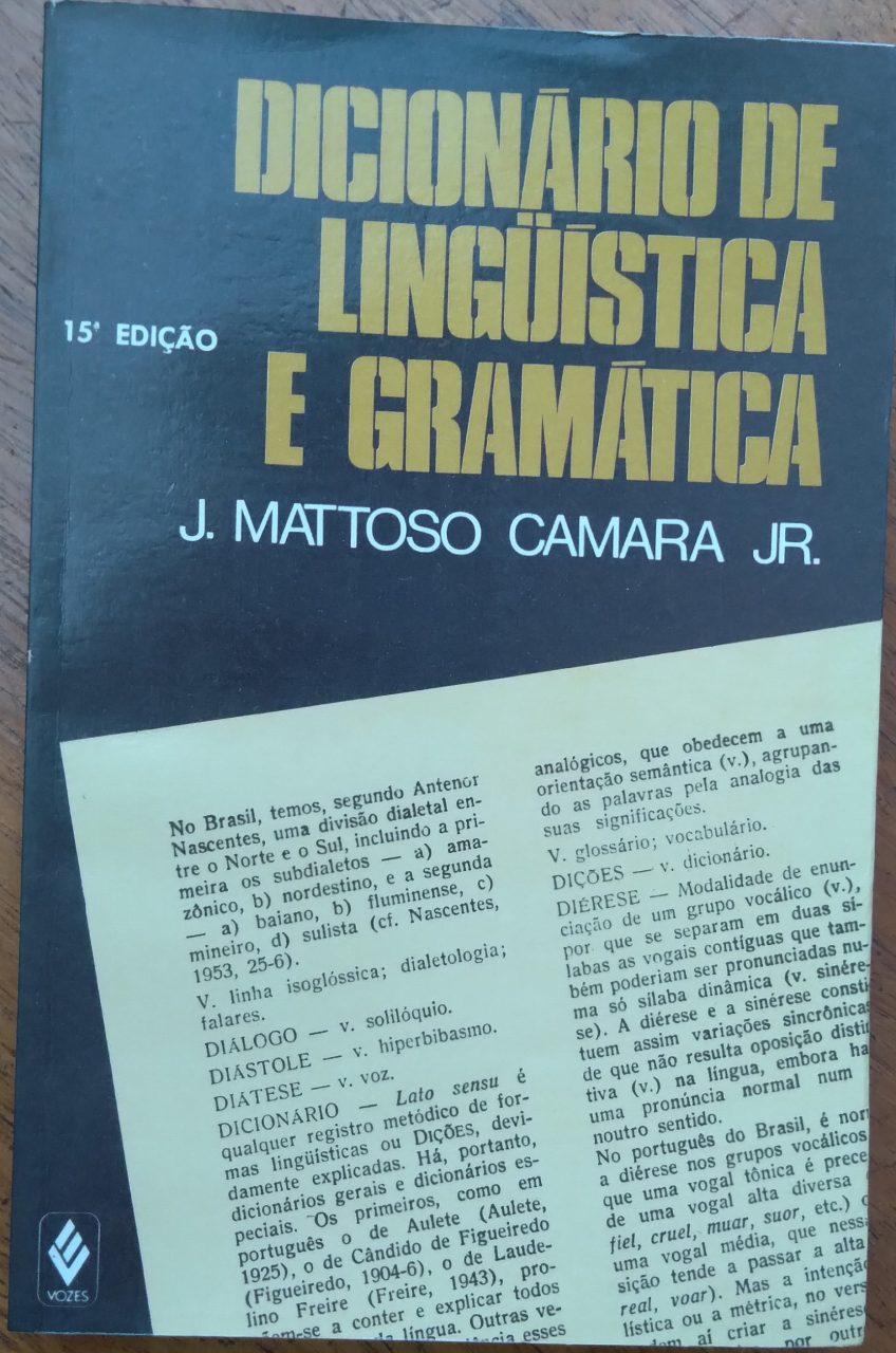 Livro Dicionário de Linguística e Gramática Vozes / J Mattoso Câmara Jr.
