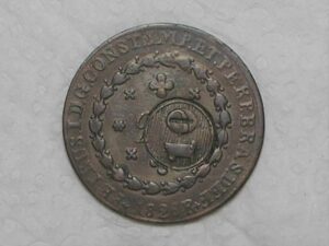 20 Réis – 1826 Rio = 22 Tulipas / Florões Obliquos /Carimbo 10 / Império D. Pedro I / Cobre / Mbc / c800