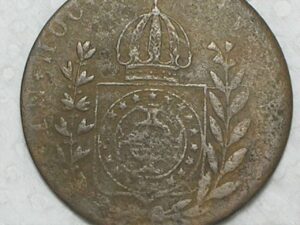 Rara Variante - Anel de Estrelas Solto) 20 Réis – 1829 Rio = 24 Tulipas / Florões Obliquos / Império D. Pedro I / Cobre / Bc/Mbc / c800