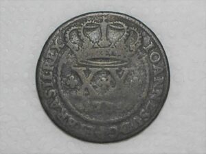 XX Réis – 1735 = 46 Pérolas / Data entre Cruzetas / Colônia de D. João V / Cobre / Bc/Mbc / Box2