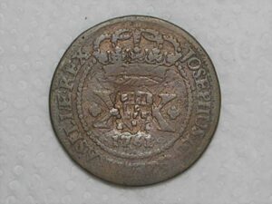 XX Réis – 1761 Bahia = 58 Pérolas / Carimbo de Escudete / Escassa / Colônia de D. José I / Cobre / Bc/Mbc / Box2