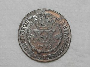 XX Réis – 1778 = 44 Pérolas / Corôa Alta / Colônia de D. Maria e Pedro III / Cobre / Bc/Mbc / Box2