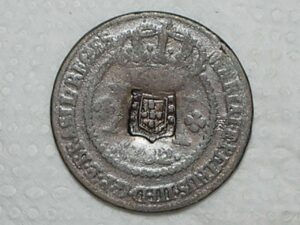 XX Réis – 1782 = 48 Pérolas / Carimbo de Escudete / Corôa Média / Escassa / Colônia de D. Maria e Pedro III / Cobre / Bc / Box2