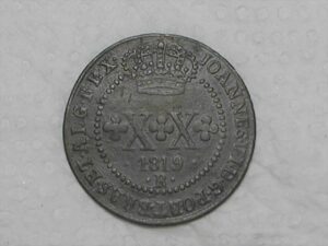 XX Réis – 1819 Rio = 52 Pérolas / Reino Unido de D. João VI / Cobre / Mbc / Box2