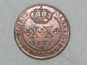 XX Réis – 1821 Rio = 52 Pérolas / Reino Unido de D. João VI / Cobre / *Mbc/Soberba / Box2