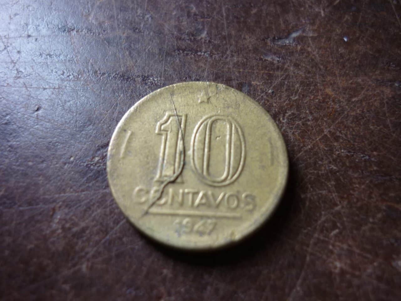 10 CENTVS. 1947 CUNHO QUEBRADO .