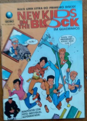 5ab. Gibi New kids on the Block Globo 8 1991. com Mini pôster autografado.