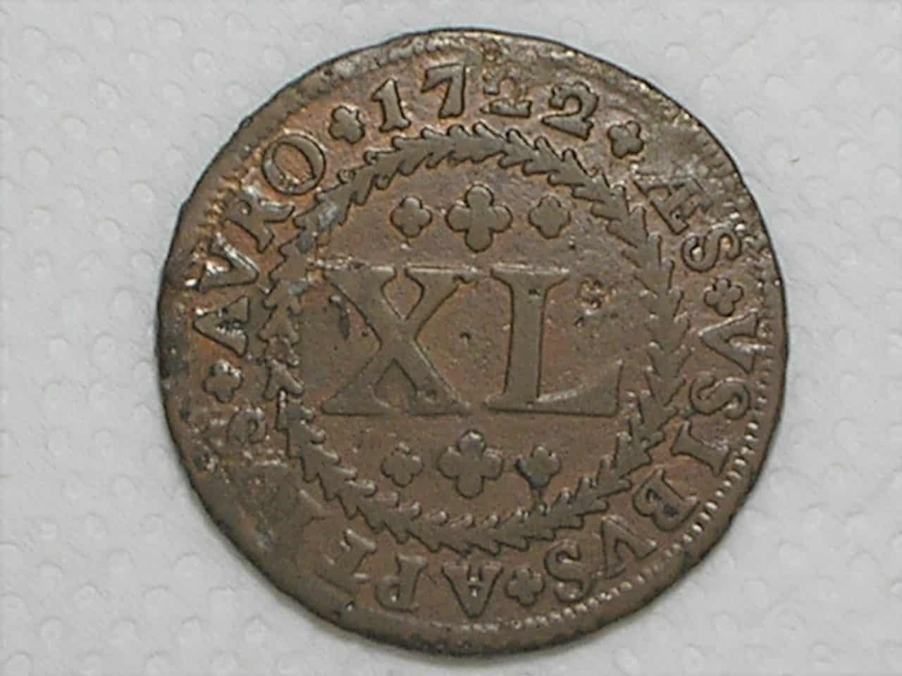 Numismática: Brasil, Moeda Regional, XL Reis, Ano 1722